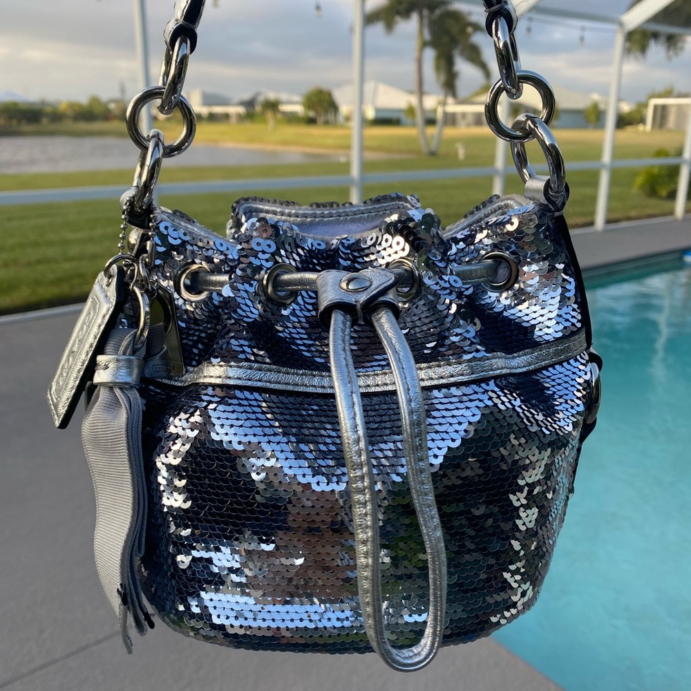 Coach Poppy Silver Sequin Women's Bag
